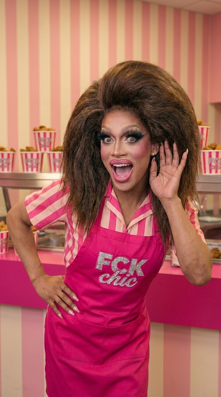 Regina listening for FCK chic kitchen gossip